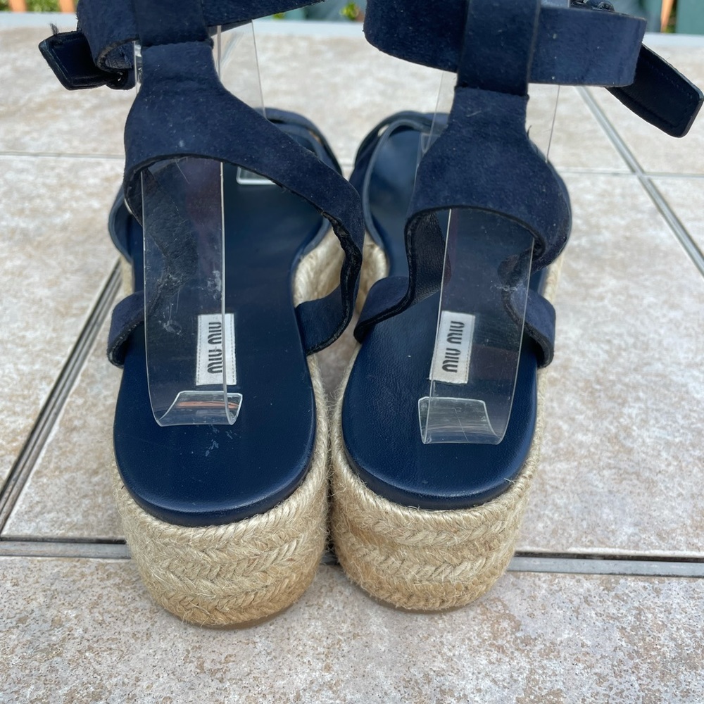 Miu Miu Suede Platform Espadrilles, Blue, Women's - image 7